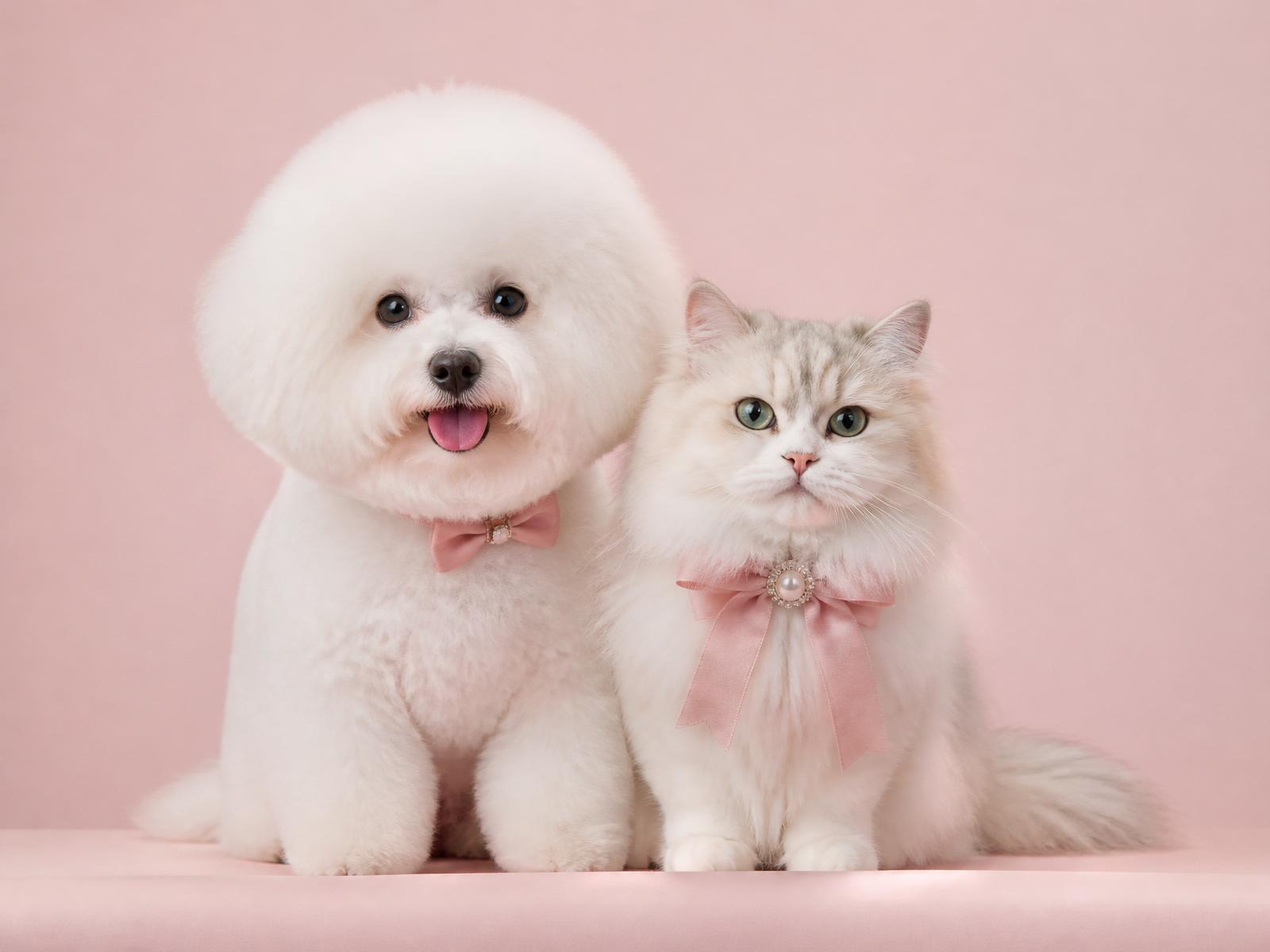 Beautifully groomed dog and cat